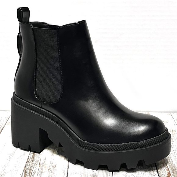 Shoes - New Women Black Chelsea Platform Chunky Ankle Boots Booties